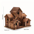 Rustic brown handmade 6-hole hanging bird house garden decor
