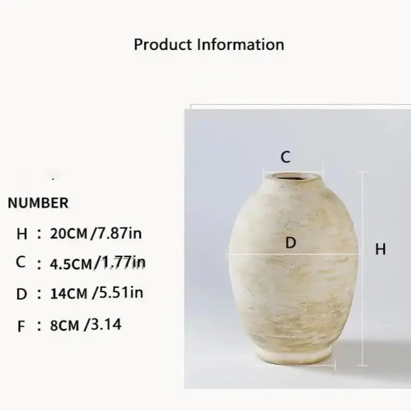 Rustic white speckled handmade ceramic vase living room decor