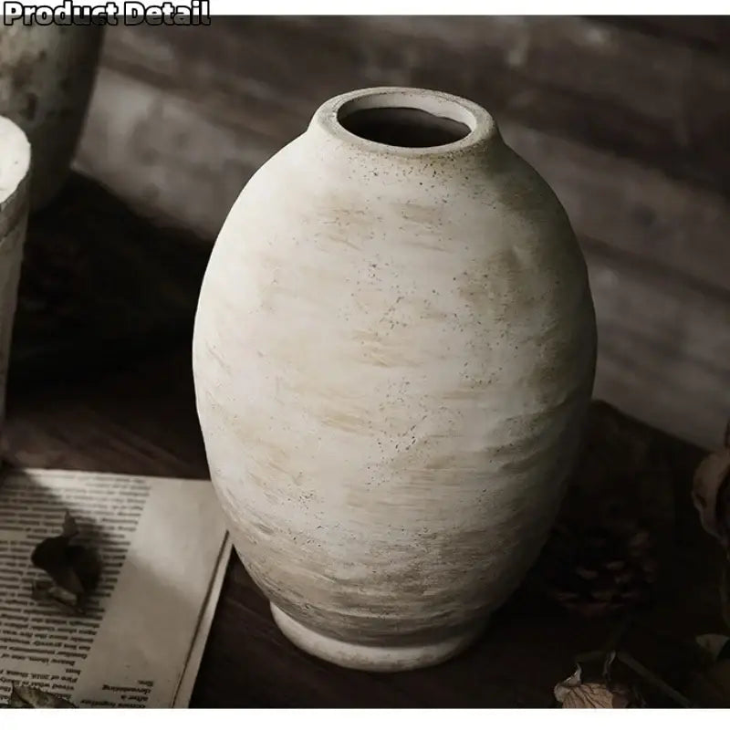 Rustic white speckled handmade ceramic vase living room decor