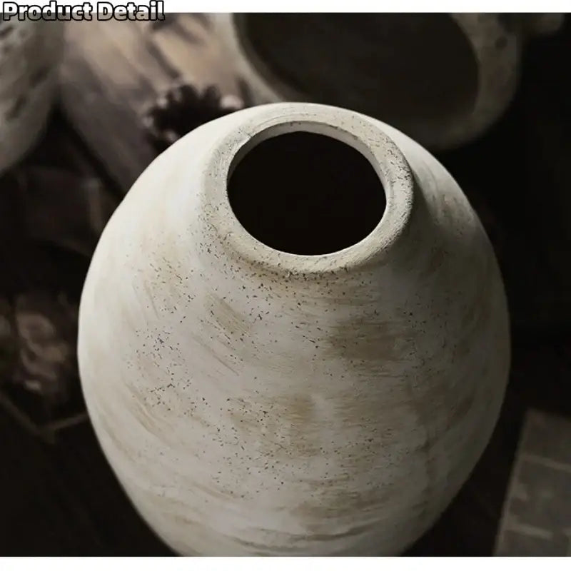 Rustic white speckled handmade ceramic vase living room decor