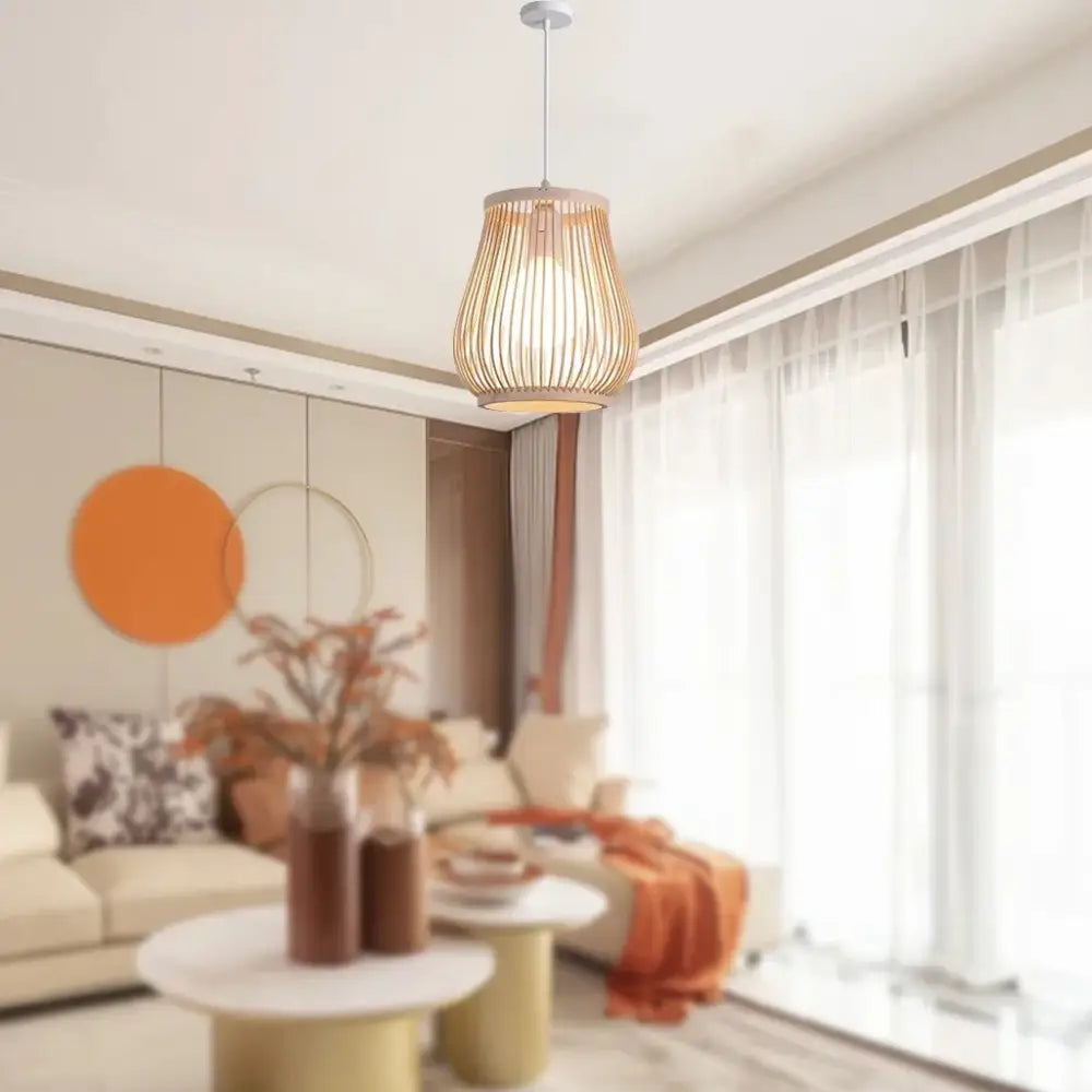 Handmade chinese rattan wicker pendant 3 light set for dining room