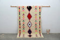 Handmade beige geometric moroccan azilal rug bedroom decor