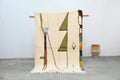 Handmade moroccan azilal rug cream and olive living room decor