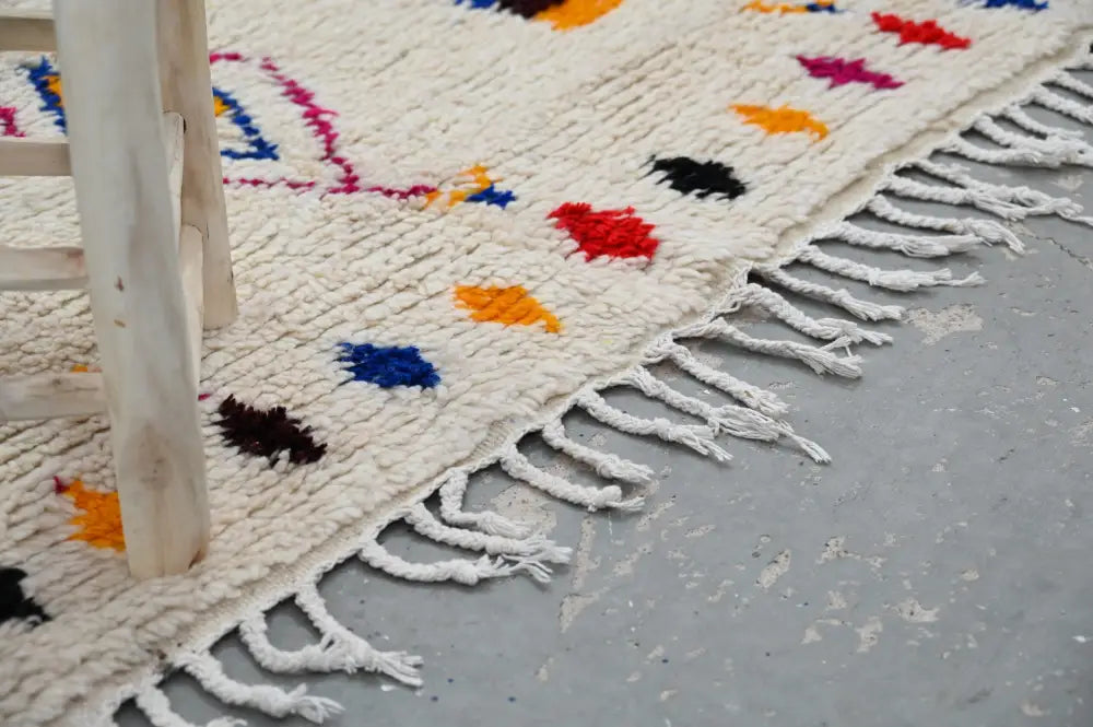 Handmade traditional azilal beige geometric rug bedroom decor
