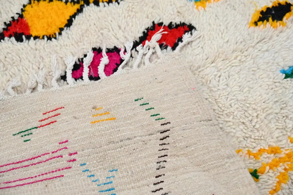 Handmade traditional azilal beige geometric rug bedroom decor