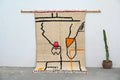 Handmade moroccan azilal rug beige geometric living room decor