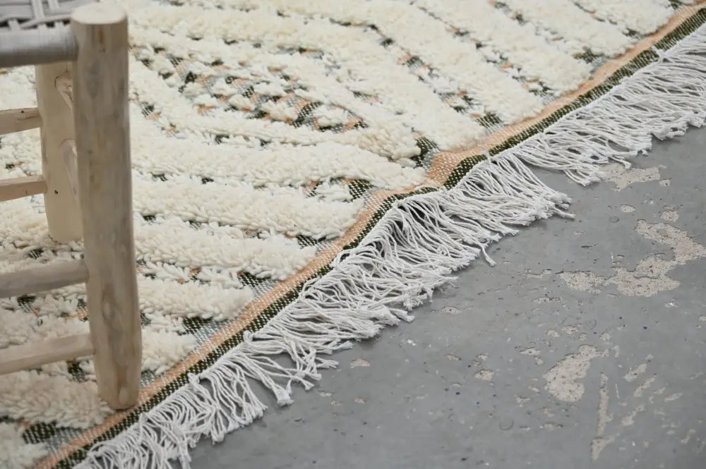 Handmade moroccan azilal rug 240x155cm cream & brown bedroom decor