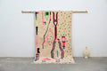 Handmade traditional azilal rug beige geometric bedroom carpet