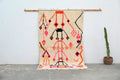 Handmade moroccan azilal rug beige and pink living room decor
