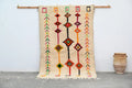 Handmade moroccan azilal rug beige geometric bedroom carpet