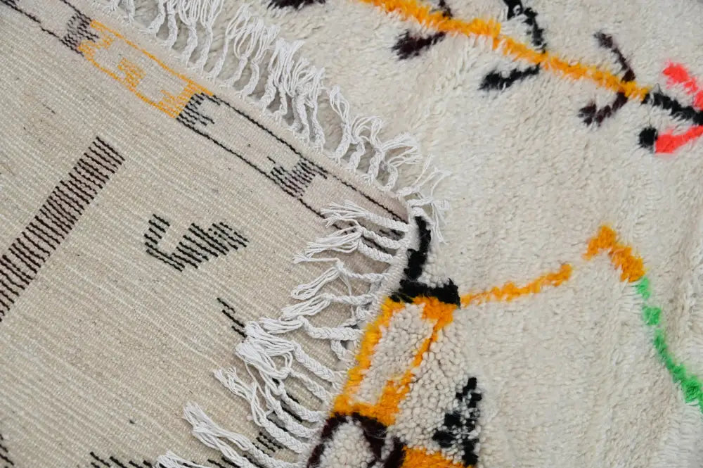 Handmade beige moroccan azilal rug geometric living room decor
