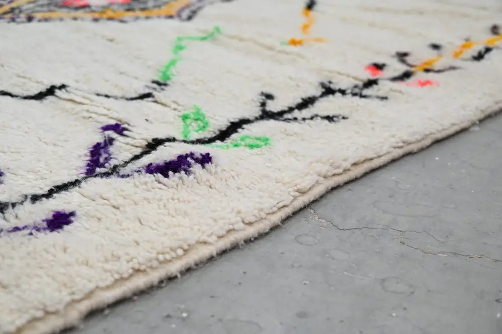 Handmade beige moroccan azilal rug geometric living room decor