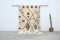 Handmade moroccan azilal rug beige geometric bedroom decor