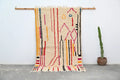 Traditional beige geometric azilal rug bedroom handmade decor