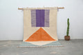 Handmade beige and purple azilal rug living room natural wool decor