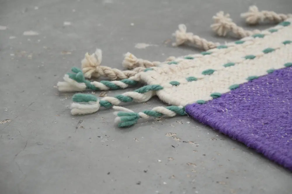Purple green & beige moroccan azilal rug bedroom woven decor