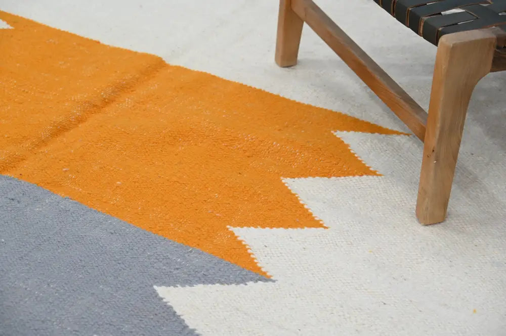 Handmade moroccan azilal rug beige geometric bedroom carpet