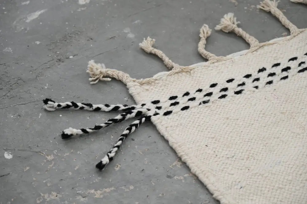 Handmade traditional azilal rug beige geometric bedroom decor