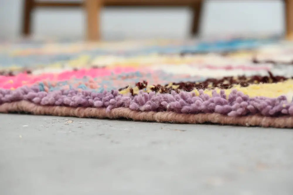 Handmade moroccan azilal rug earthy patchwork living room decor