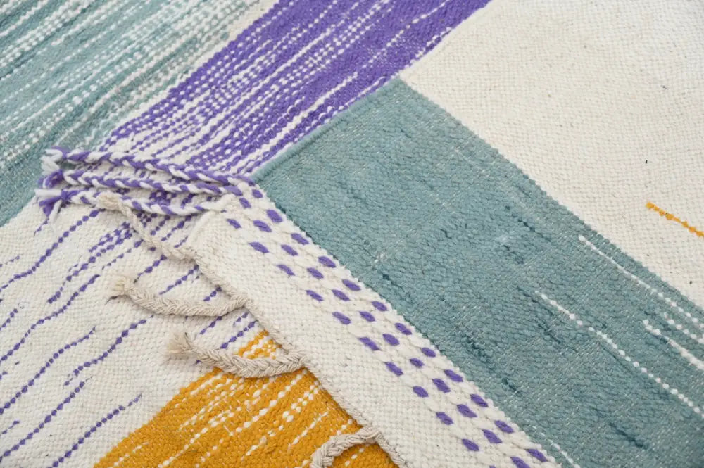 Handmade moroccan multi stripe azilal rug 302x197cm living room decor