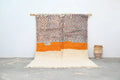 Handmade gray & orange moroccan azilal rug living room decor