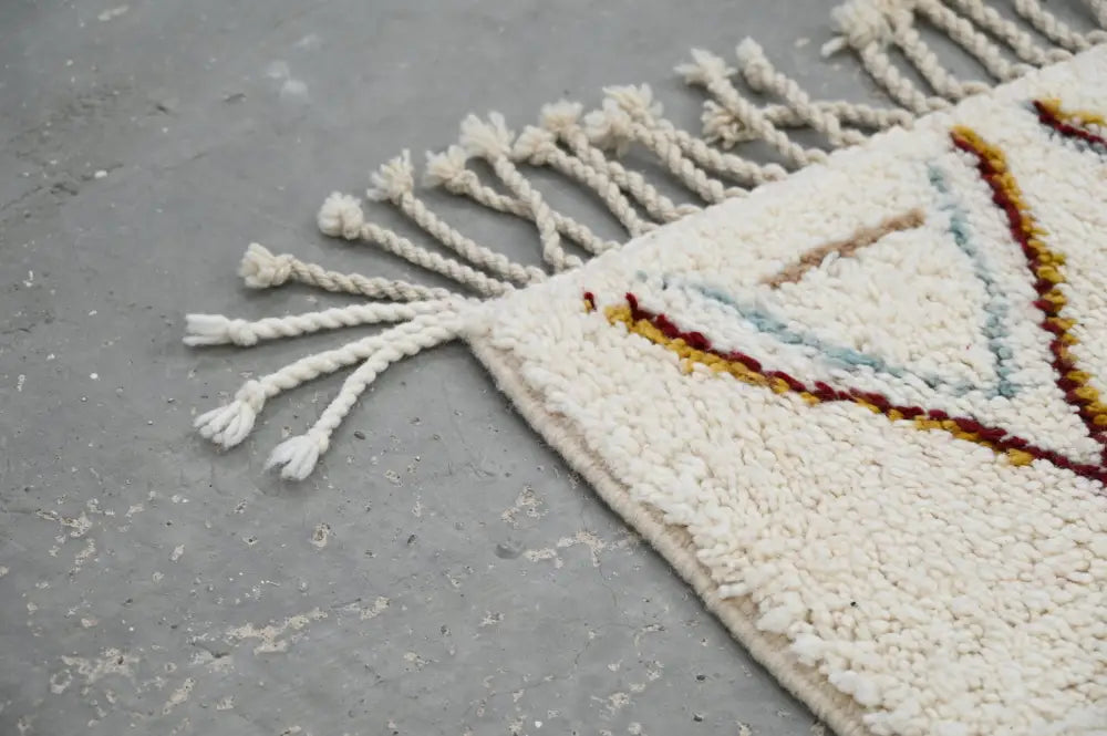 Handmade moroccan azilal rug cream geometric living room carpet
