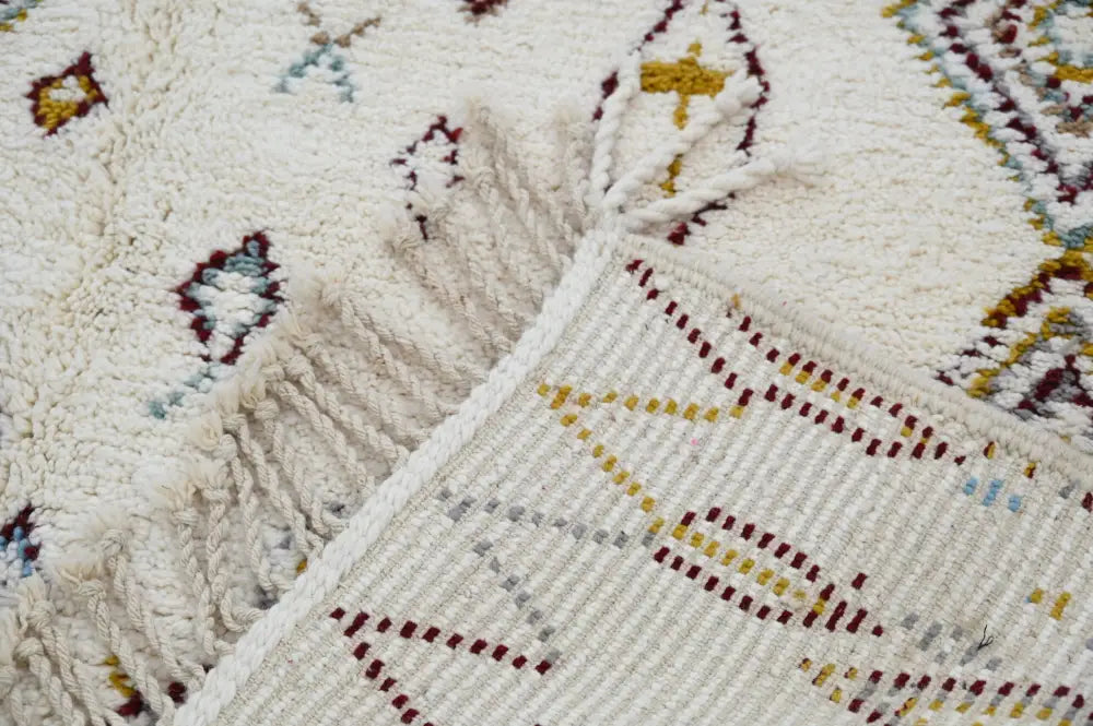 Handmade moroccan azilal rug cream geometric living room carpet