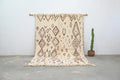 Handmade moroccan azilal rug cream geometric living room carpet
