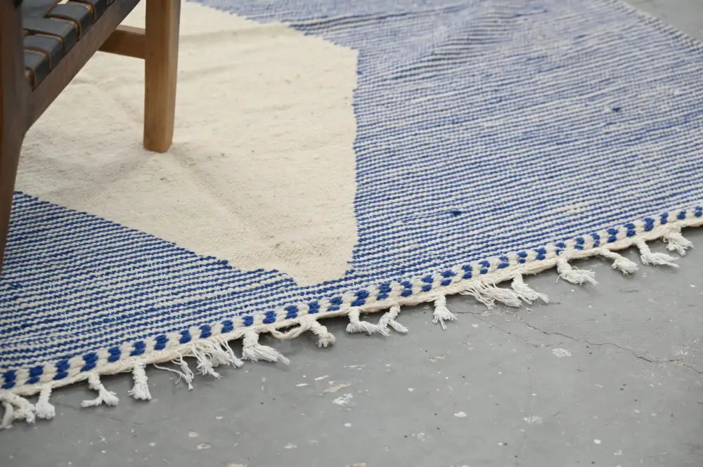 Handmade gray & cream geometric azilal rug 306x177cm living room decor