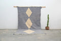 Handmade gray & cream geometric azilal rug 306x177cm living room decor