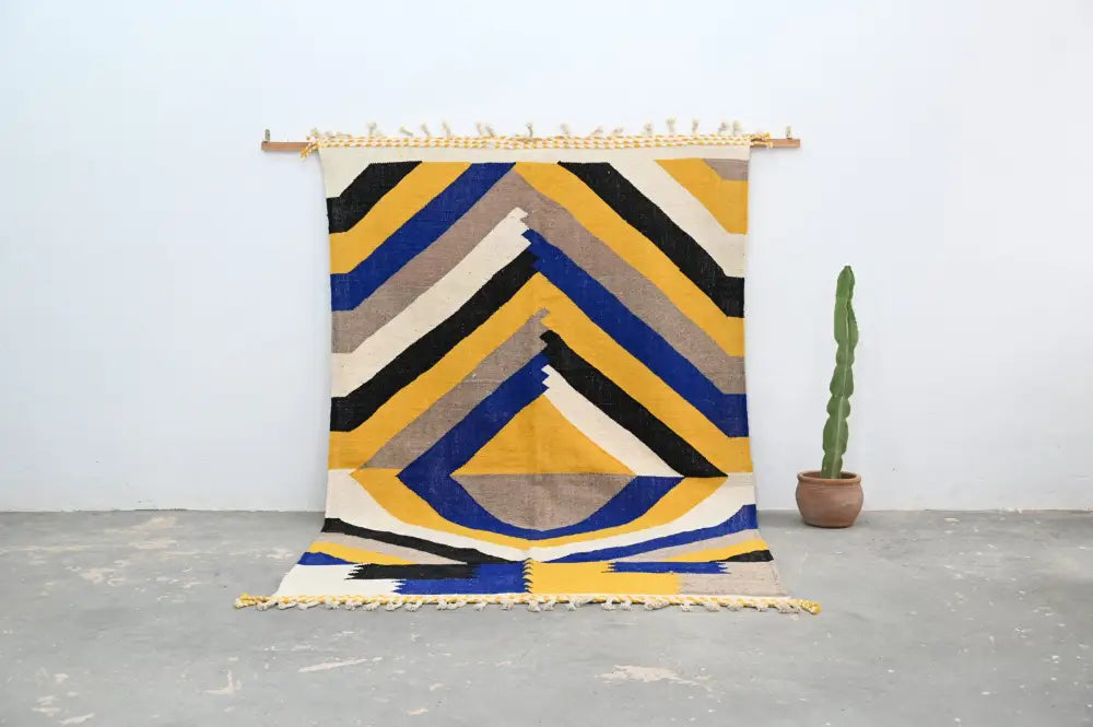 Modern abstract geometric moroccan azilal rug – living room wall art