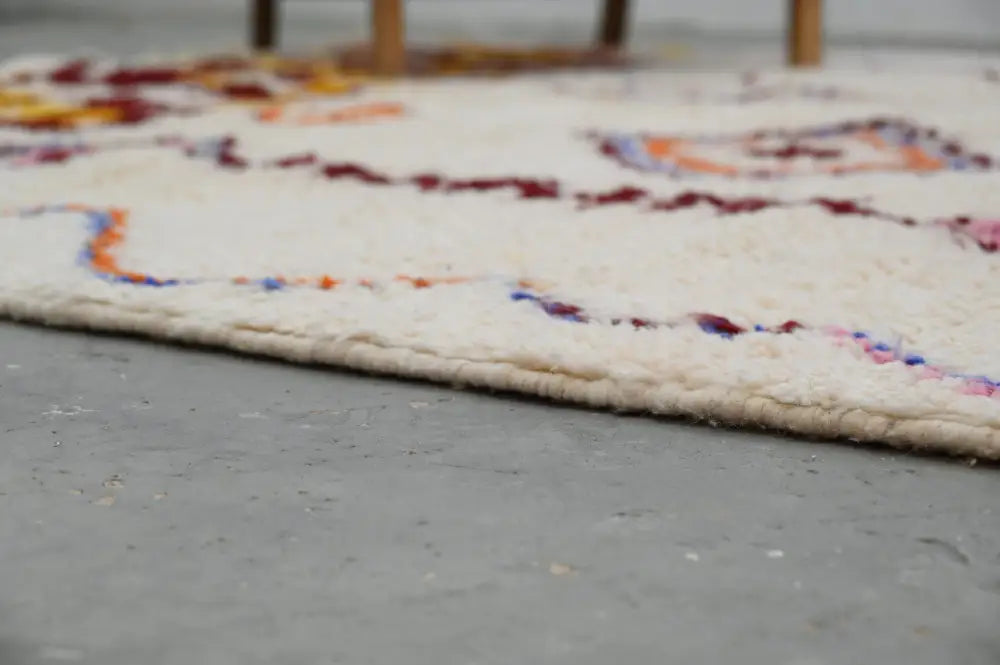 Handmade moroccan azilal rug beige geometric living room decor