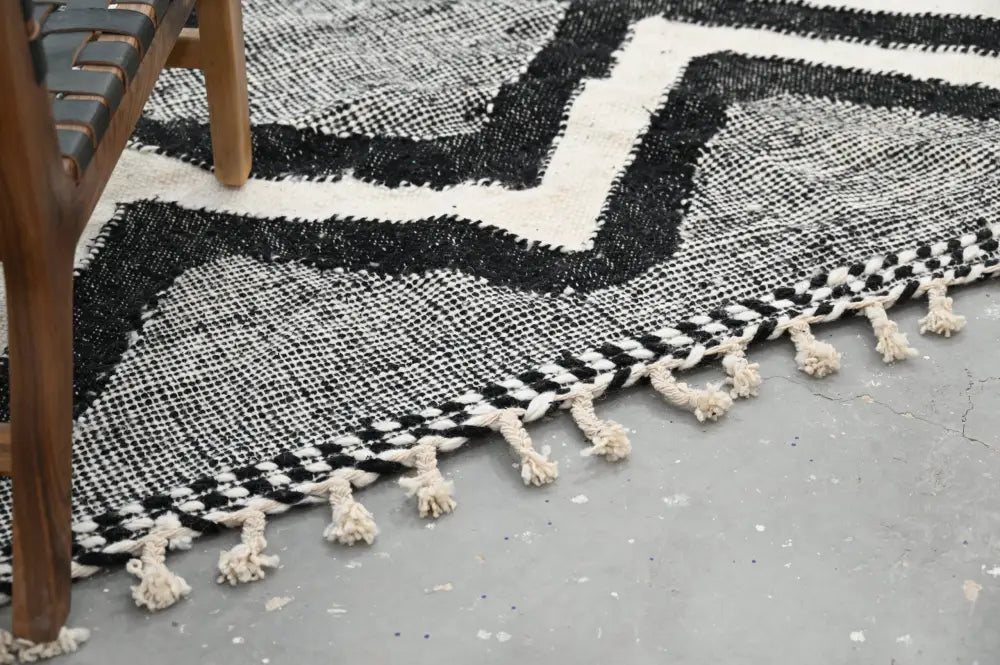 Handmade traditional azilal rug black & white living room decor