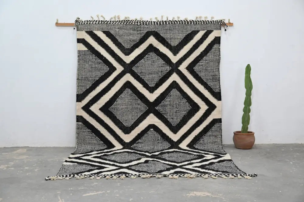 Handmade traditional azilal rug black & white living room decor