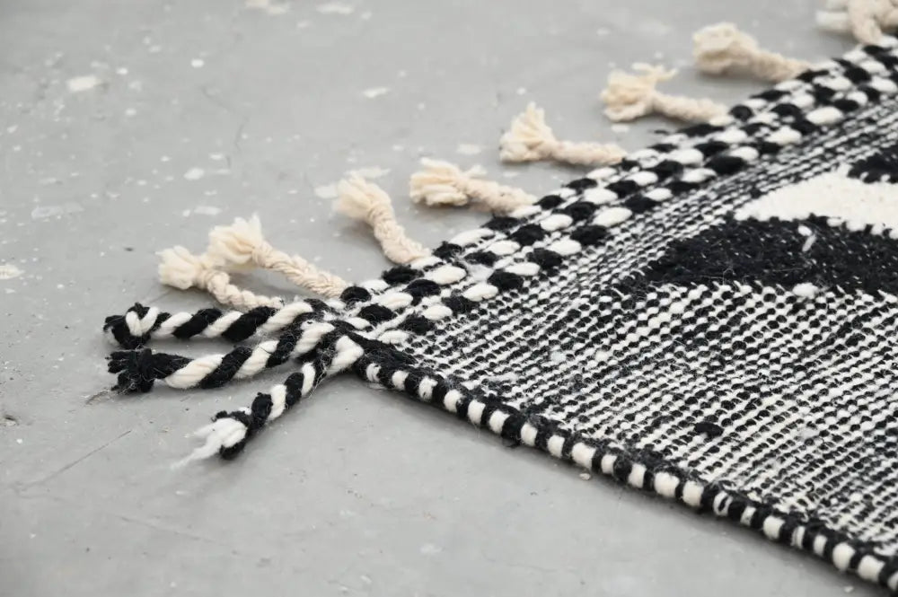 Handmade traditional azilal rug black & white living room decor