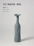 Handmade earthy textured ceramic flower vase set living room decor