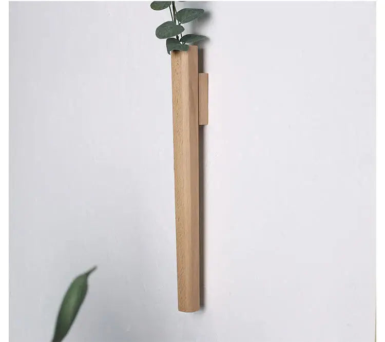 Handmade nordic dark wood wall vase living room solid wood decor