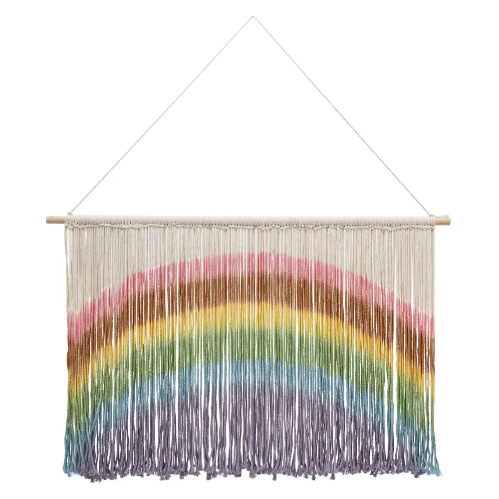 Handmade weaving pastel rainbow macrame wall hanging bedroom decor
