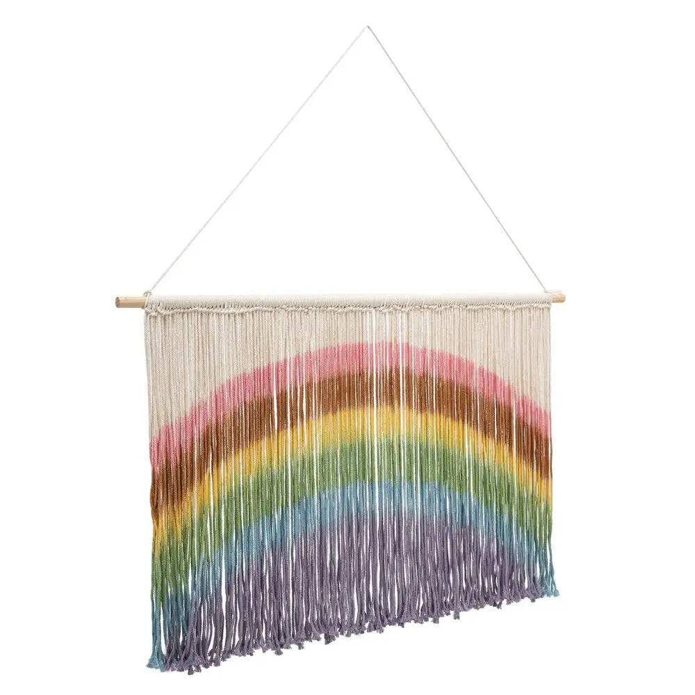 Handmade weaving pastel rainbow macrame wall hanging bedroom decor