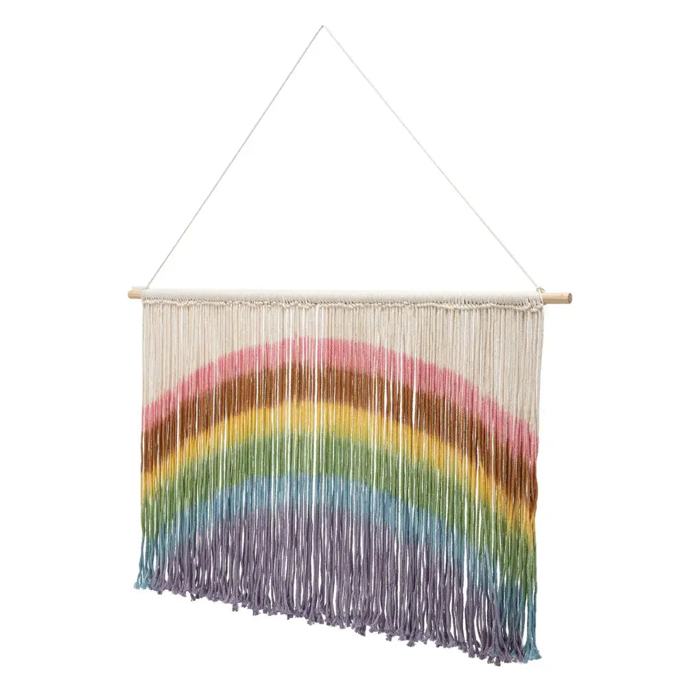 Handmade weaving pastel rainbow macrame wall hanging bedroom decor