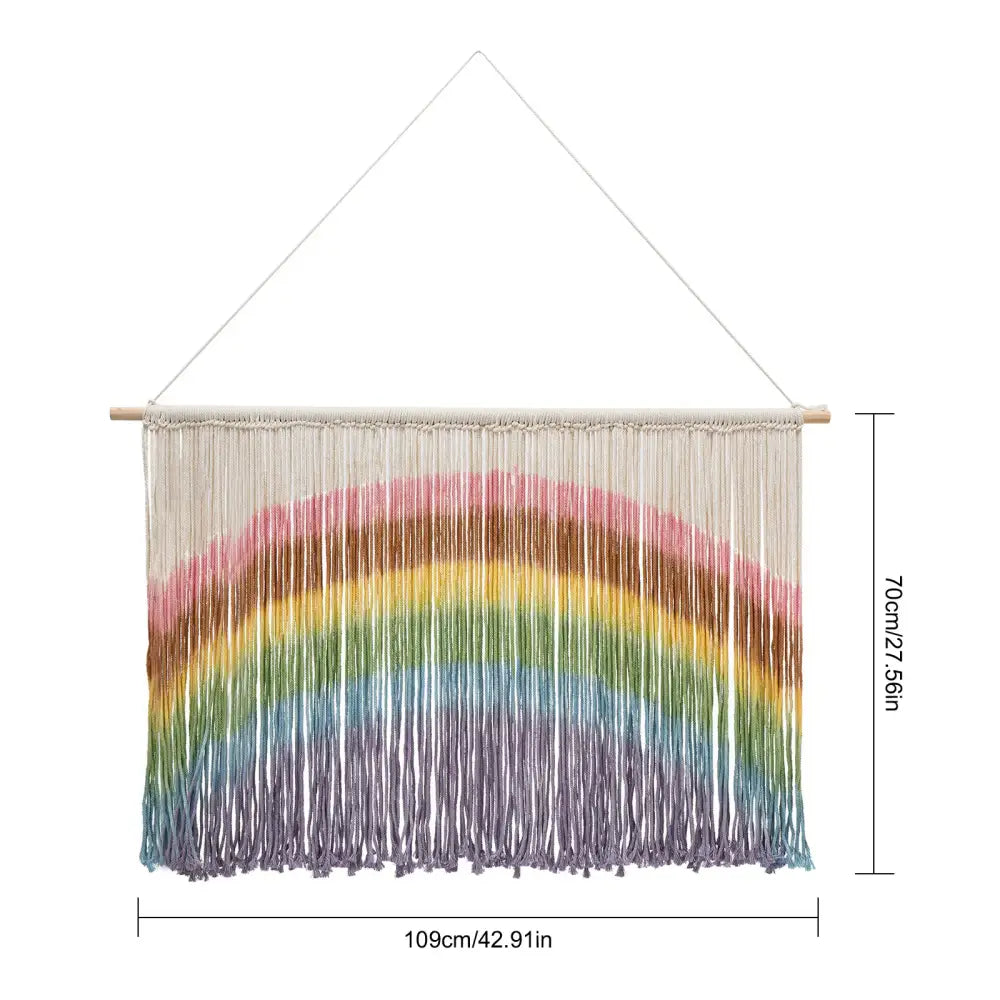 Handmade weaving pastel rainbow macrame wall hanging bedroom decor