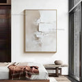 Abstract beige & white two canvas oil paintings living room decor