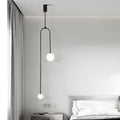 Minimalist black hanging lights with frosted glass for dining room