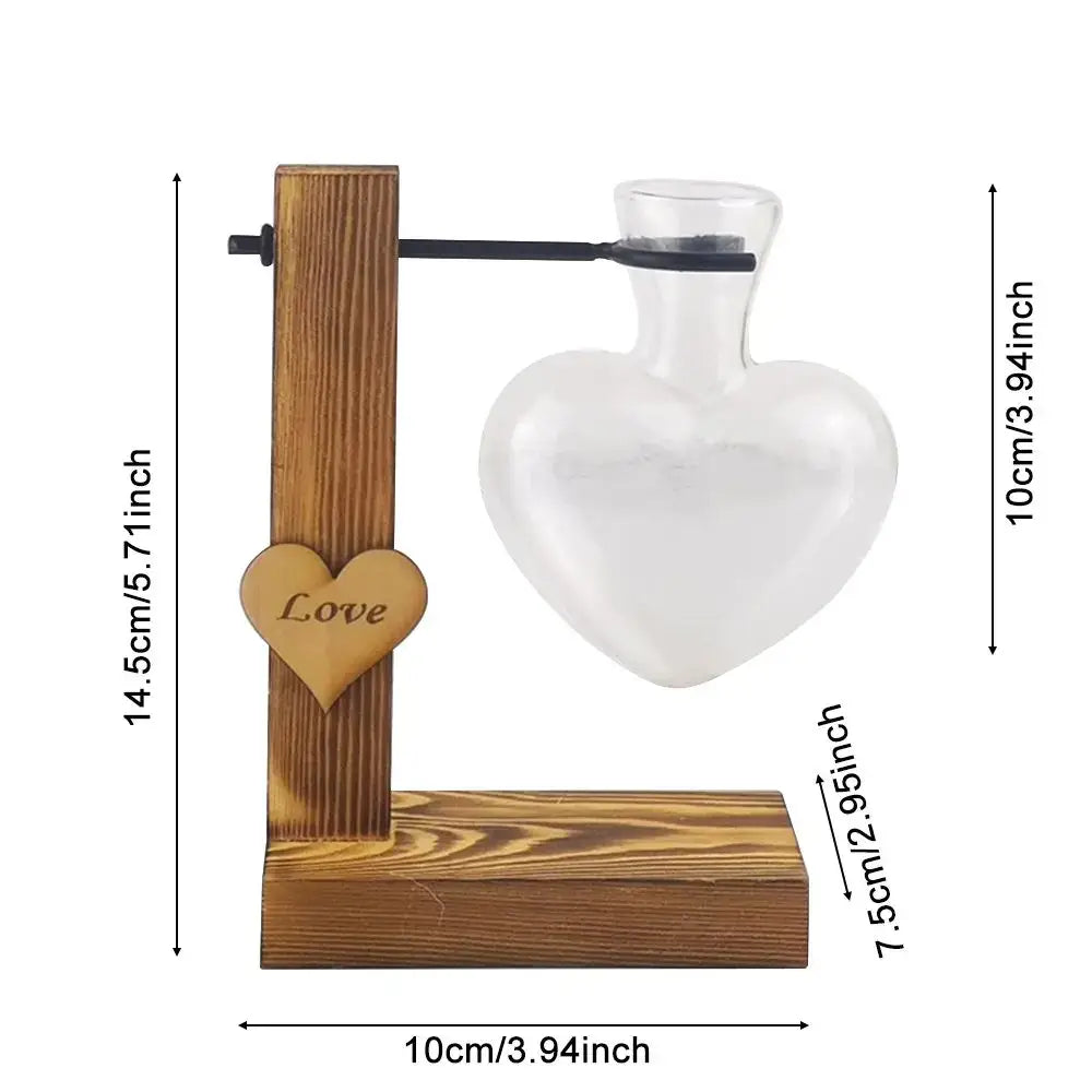 Rustic heart shape hydroponic glass vase living room decor