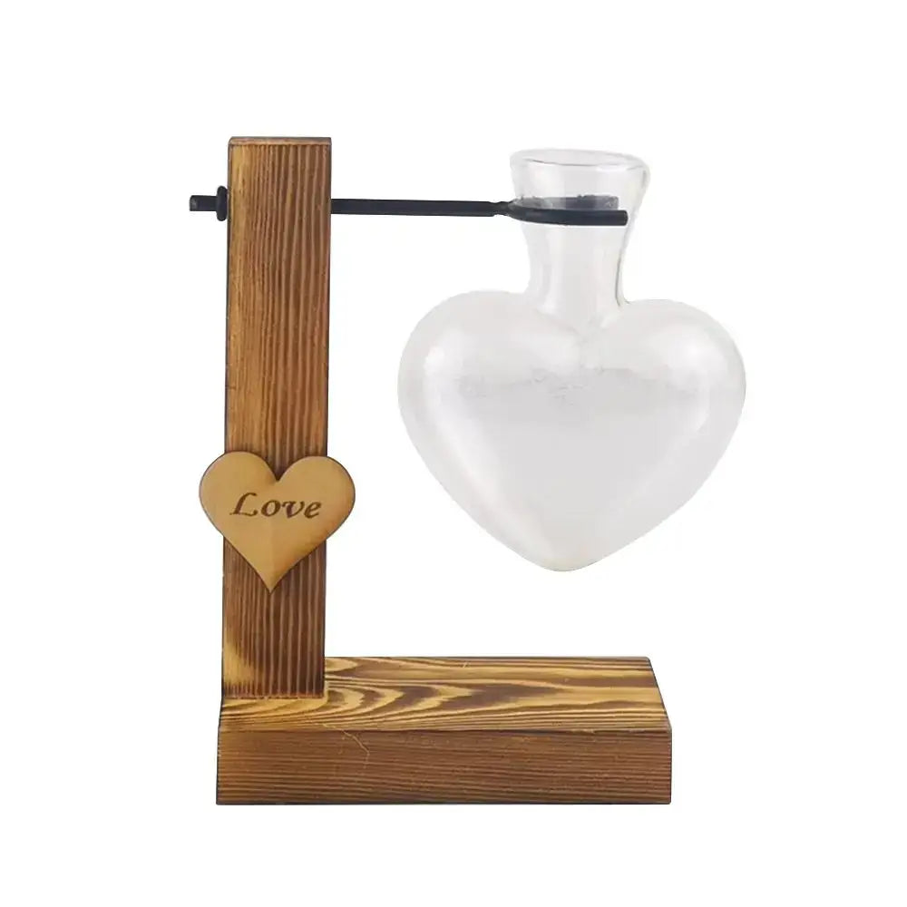 Rustic heart shape hydroponic glass vase living room decor