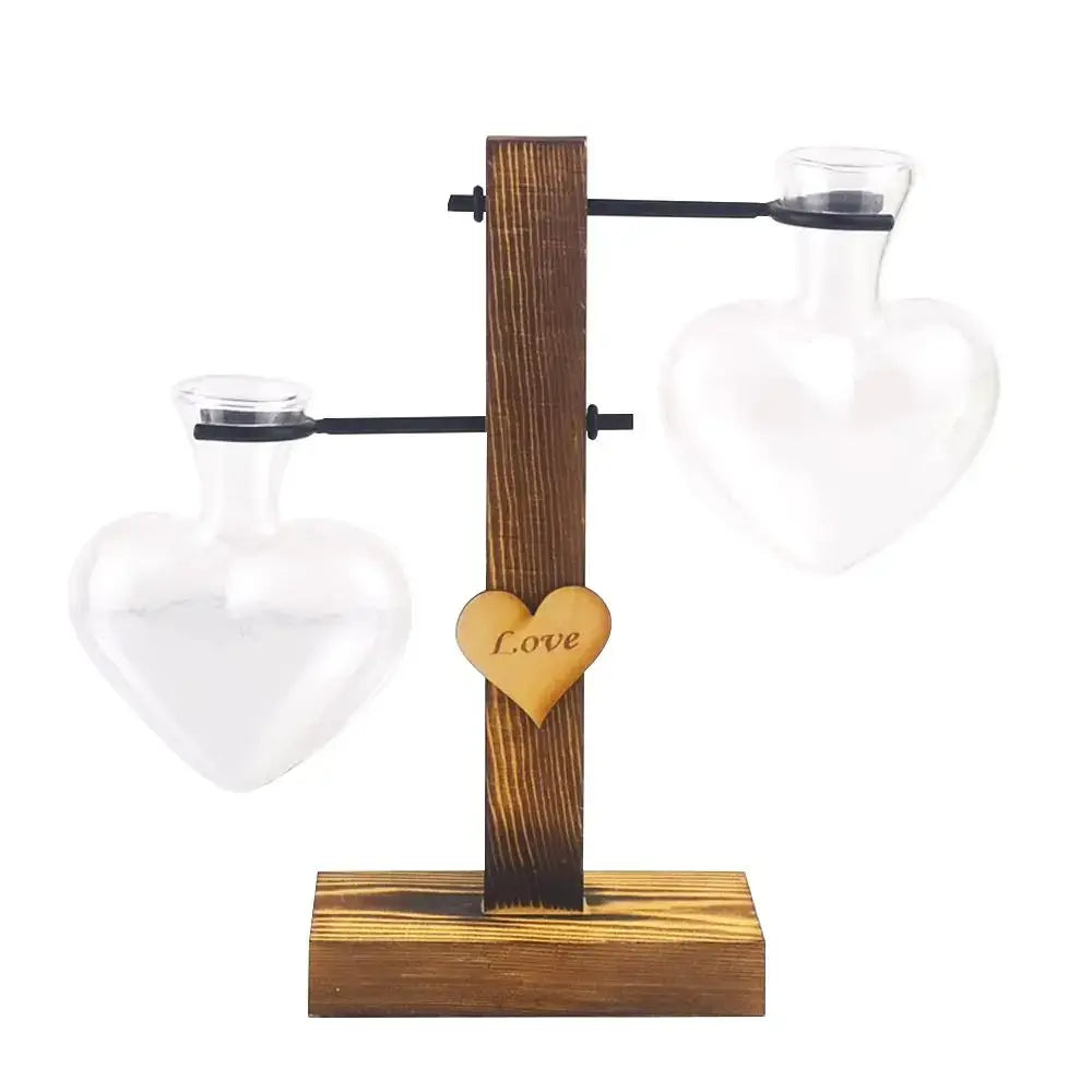 Rustic heart shape hydroponic glass vase living room decor