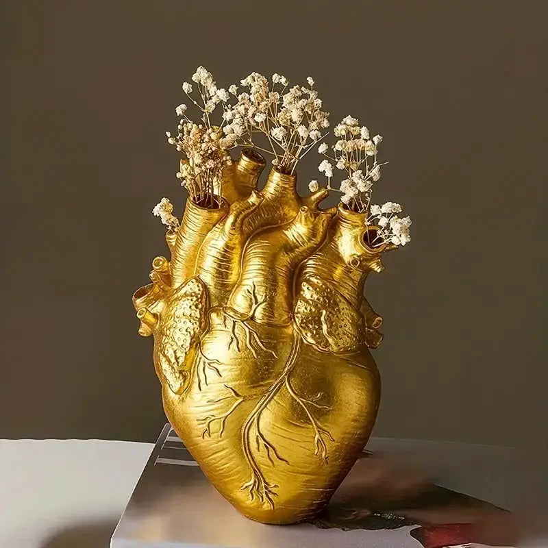 Anatomical heart shape resin vase set living room decor
