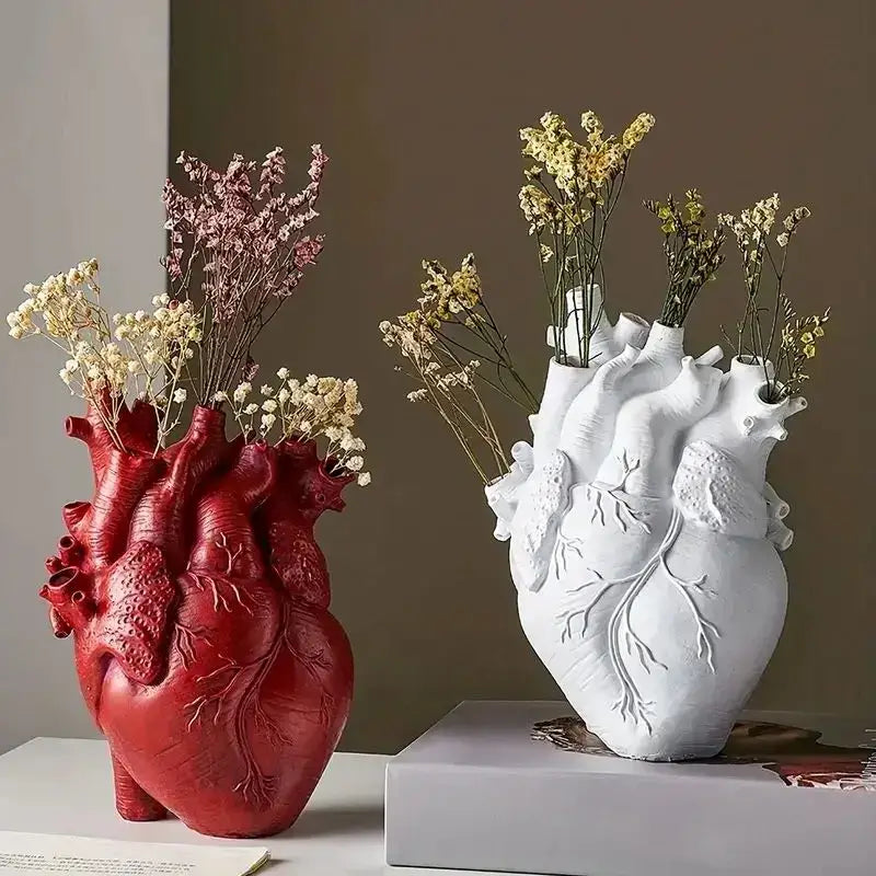 Anatomical heart shape resin vase living room decor