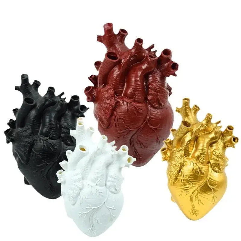 Anatomical heart shape resin vase living room decor