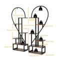 Black and wood heart shaped 6 tier plant stand living room shelf